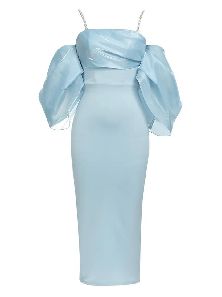 Petal Sleeve Back Slit Dress