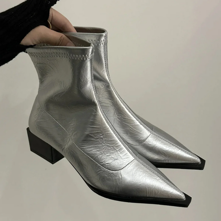 Daniela Elegant Women's Ankle Boots with Pointed Toe and Block Heel - Elena Harper