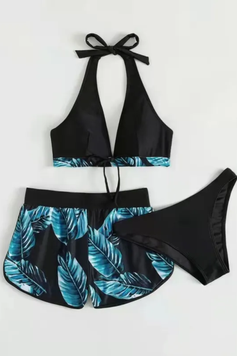 Ava Complete 3-Piece Bikini Set with Leaf Print for Women, view 4 - Elena Harper