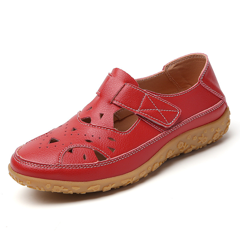 Comfortable Summer Shoes with Velcro and Perforated Design EB