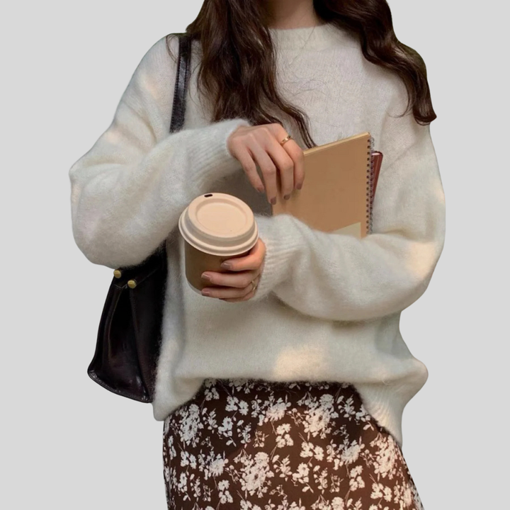 MIRIELLE Comfy Long Sleeve Round Neck Sweater, view 5 - Elena Harper