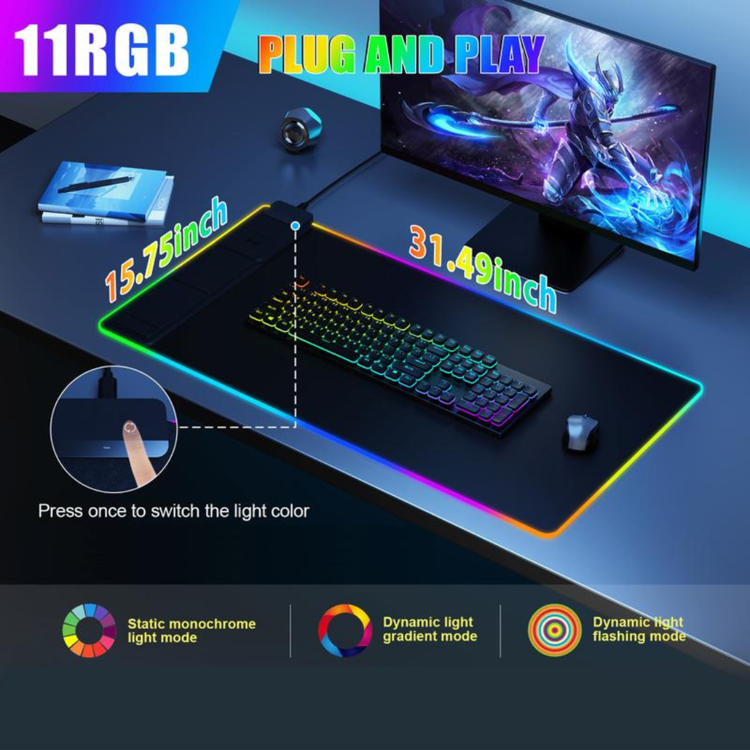 AeroGlow RGB Desk Mat with Charging Function, view 7 - Elena Harper
