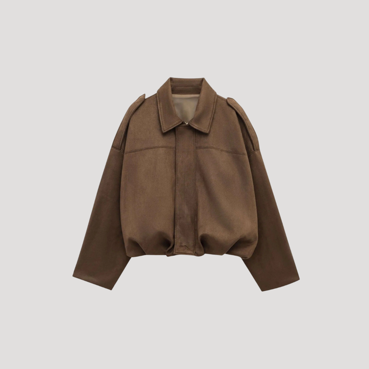 Oversized Bomber Jacket for Women with Collar