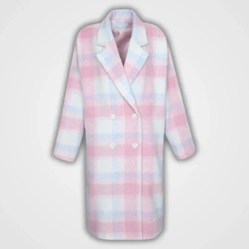 Pastel Colored Wool Blend Coat with Double Breasted Sofie, view 9 - Elena Harper