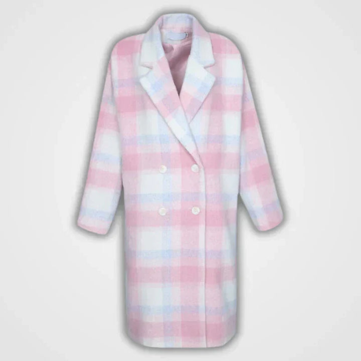 Pastel Colored Wool Blend Coat with Double Breasted Sofie, view 9 - Elena Harper