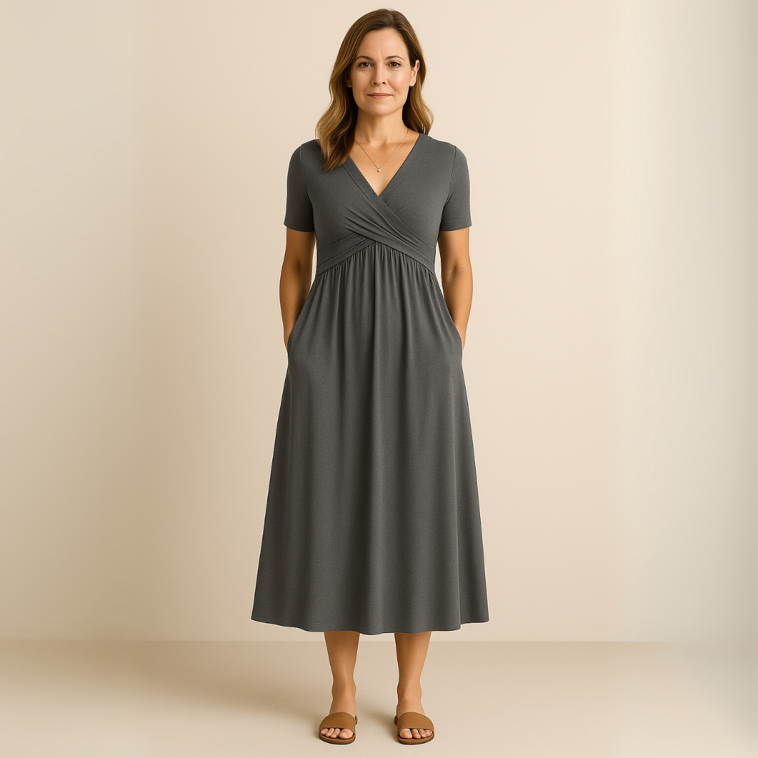 Bridgett Short Sleeve Dress, view 2 - Elena Harper