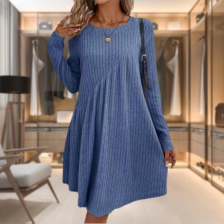 Long sleeve warm and cozy dress for autumn and winter, view 5 - Elena Harper