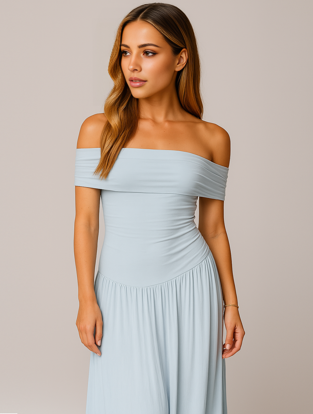 Women's Elegant Off-Shoulder Maxi Dress - Timeless Style