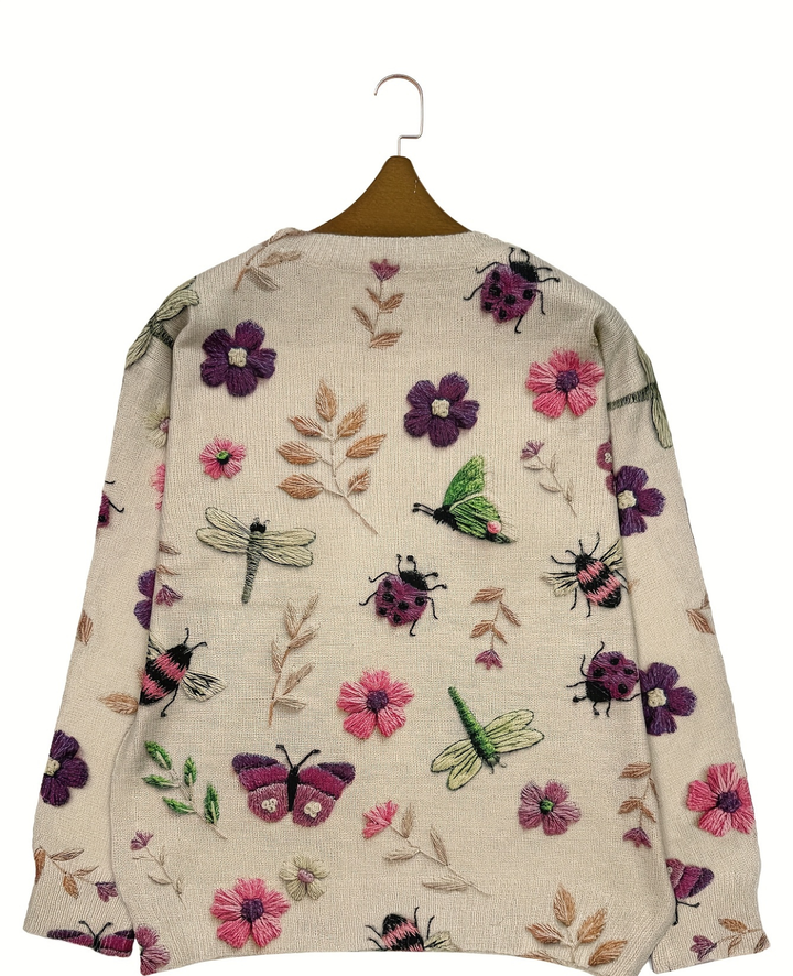 Lesa Pullover with Flower and Insect Pattern - Elena Harper