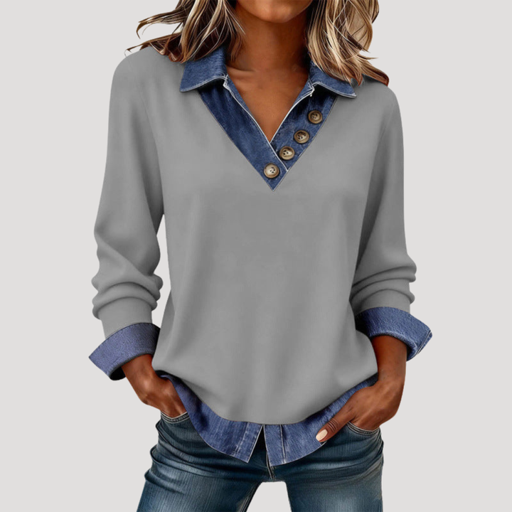 Women's Long Sleeve V-Neck Blouse