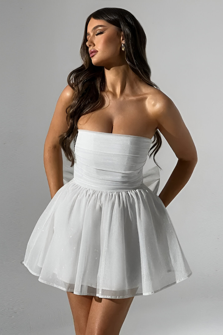 Elara™ | Strapless Glitters Cocktail Dress