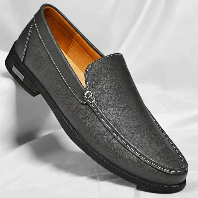 Men's Leather Moccasins with Contrasting Stitching