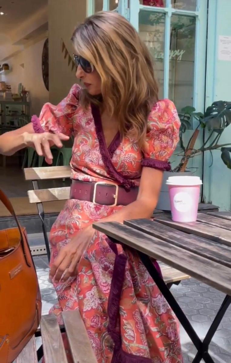 Elegant Pink Maxi Dress with Short Sleeves, view 3 - Elena Harper