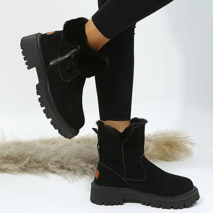 Luisaa Comfortable Winter Boots with Side Zipper, view 6 - Elena Harper