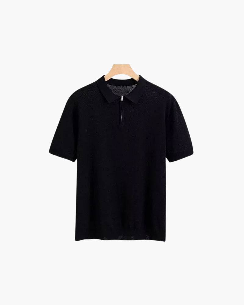 Emma & Rose Manhattan Gerrit™ men's zip-up polo shirt in summer style, featuring a casual fit and lightweight fabric.