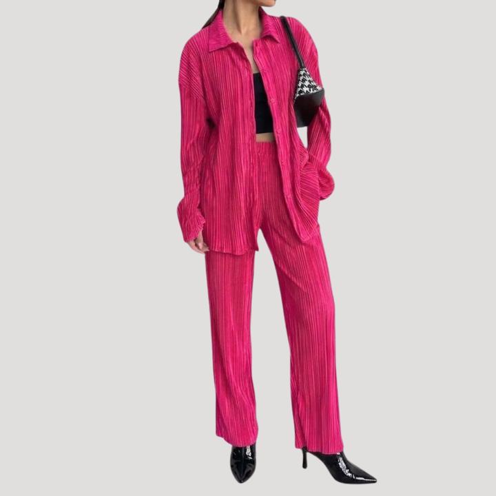 Women's Pleated Shirt and Pants Set