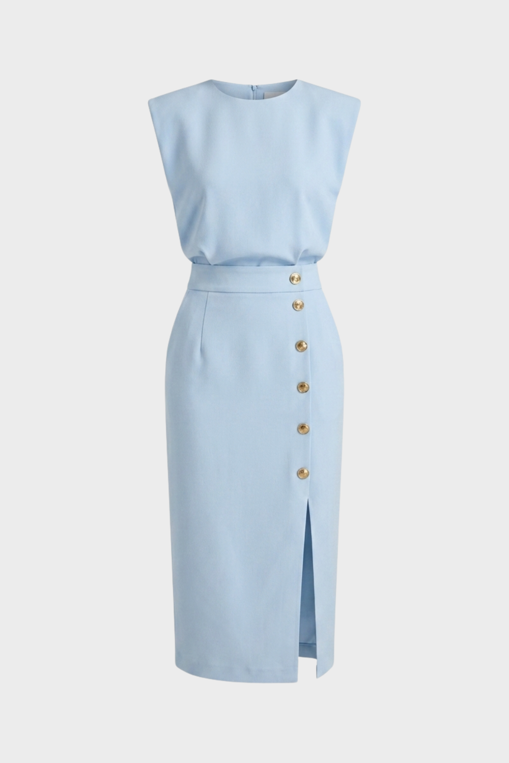 Women's Midi Dress Button | Sleeveless