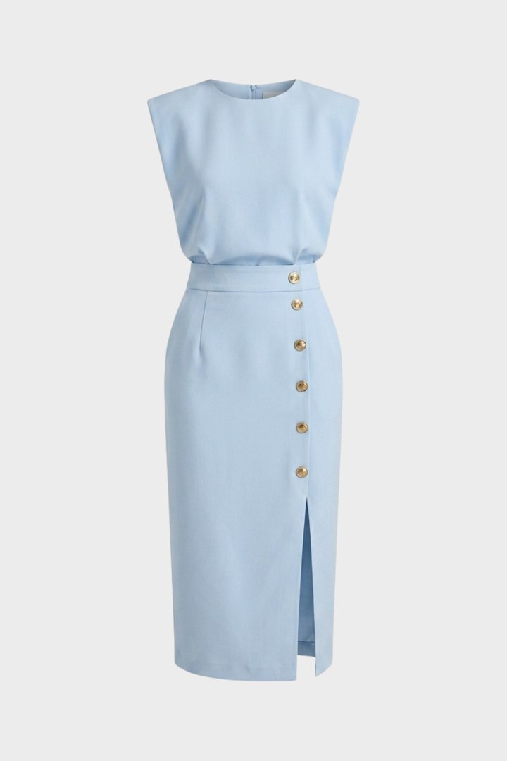 Women's Midi Dress Button | Sleeveless