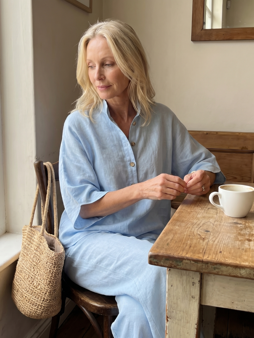 Amity Button Front Relaxed Tunic Trouser Set - Elena Harper