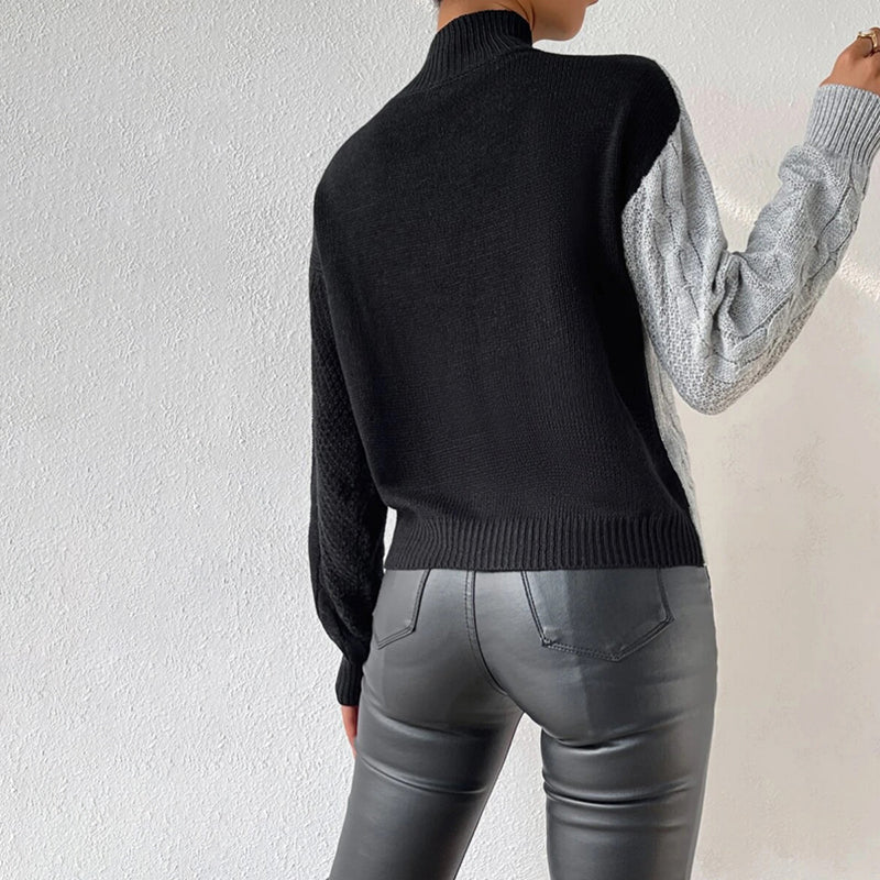 Casual Knit Patchwork Pullover