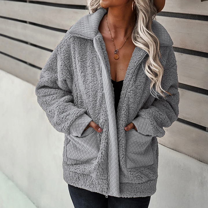 Ladies Teddy Coat Quilted with Zipper and Pockets