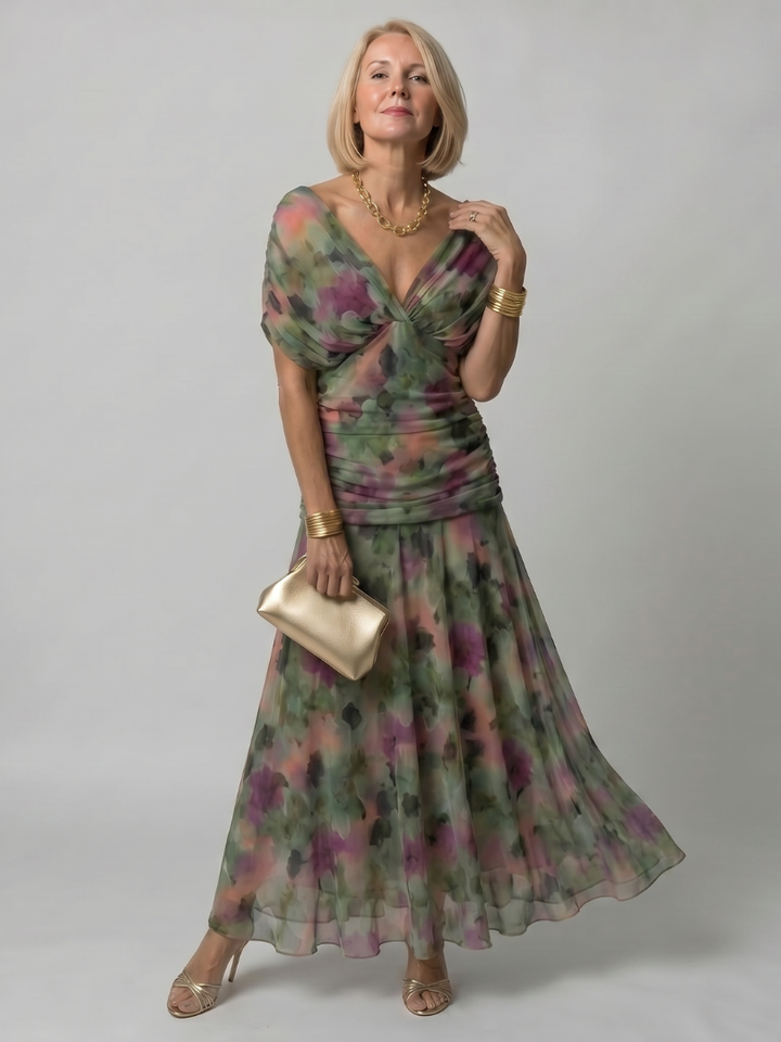 Midi dress for women with off-the-shoulder design - Fluid and romantic