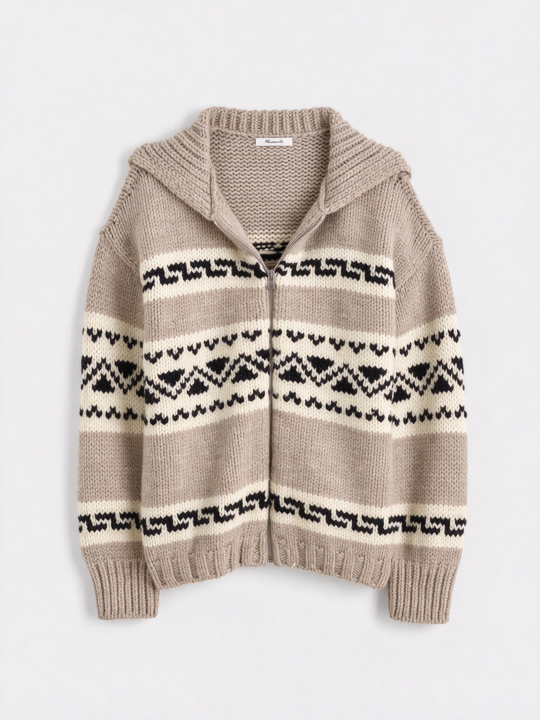 Fair Isle Zip Knit Cardigan