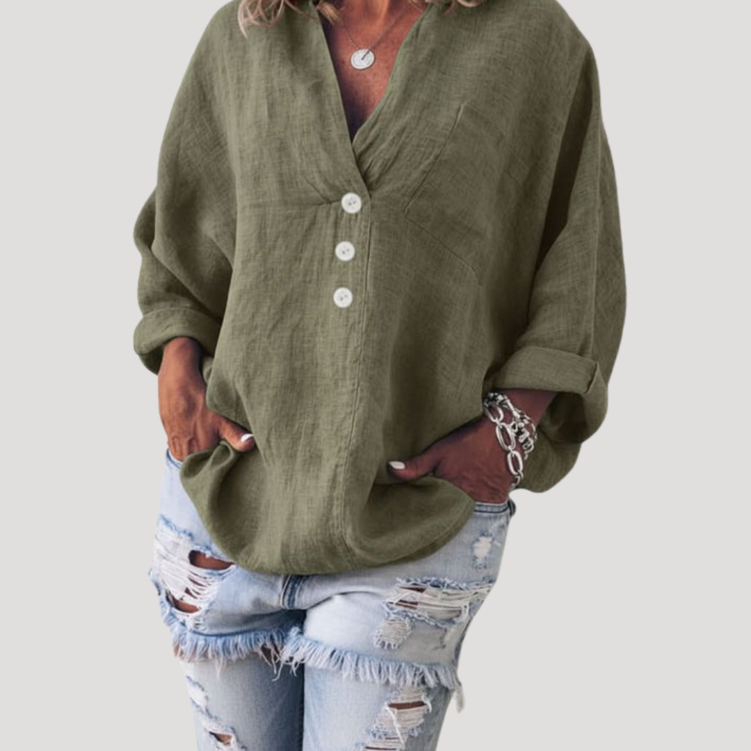 Fluid Women's Blouse with Button Detail