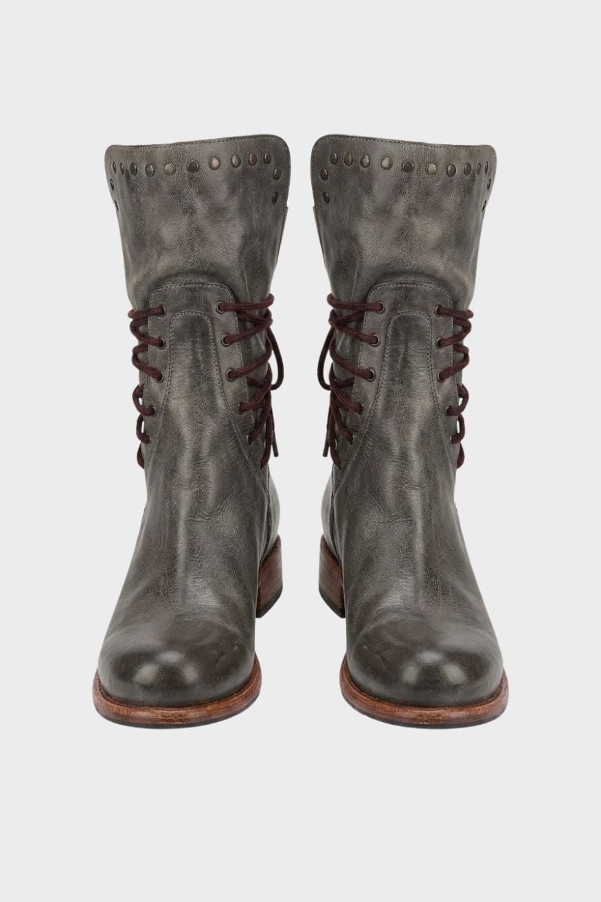 Women's Calf-Height Lace-Up Boots | Round Toe