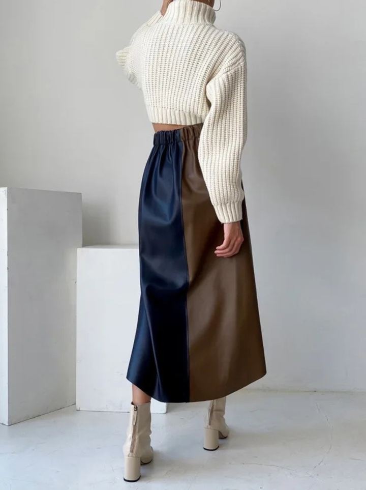 Livia Smooth Leather Skirt, view 7 - Elena Harper