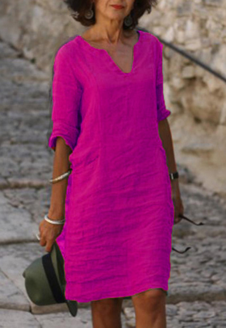 Elvy Sleek V-Neck Dress - Elena Harper