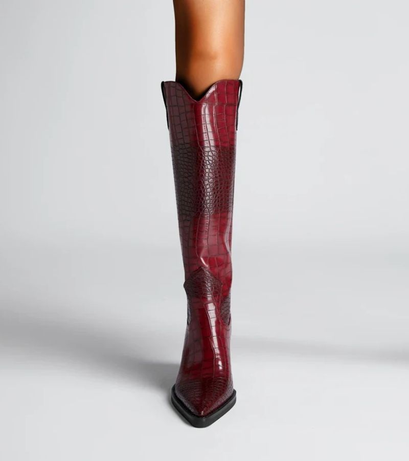 Westline | Knee-high Crocodile Effect Boots