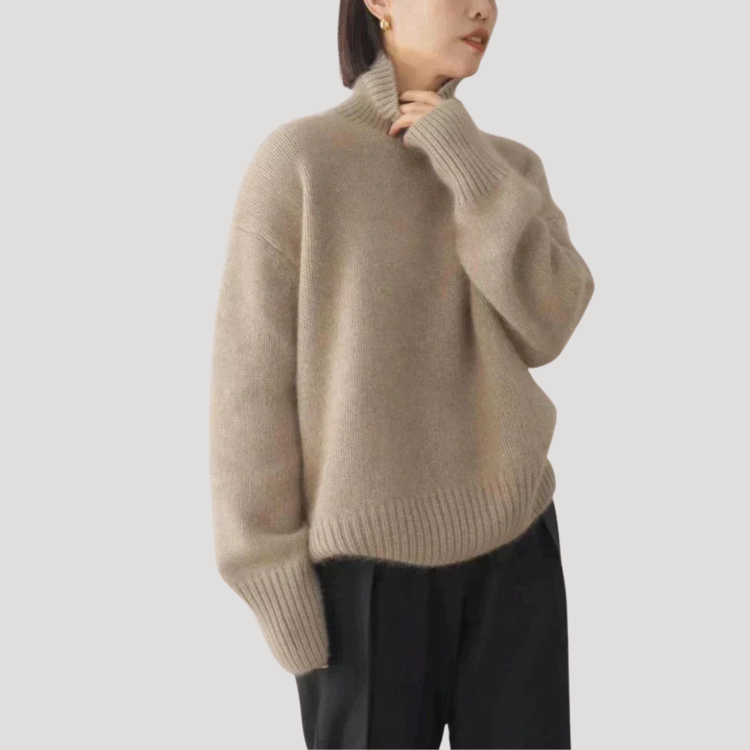 Oversized Thick Knit Turtleneck Sweater for Women