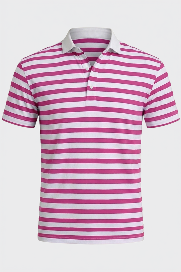 Men's Striped Polo Shirt Classic Collar, view 7 - Elena Harper