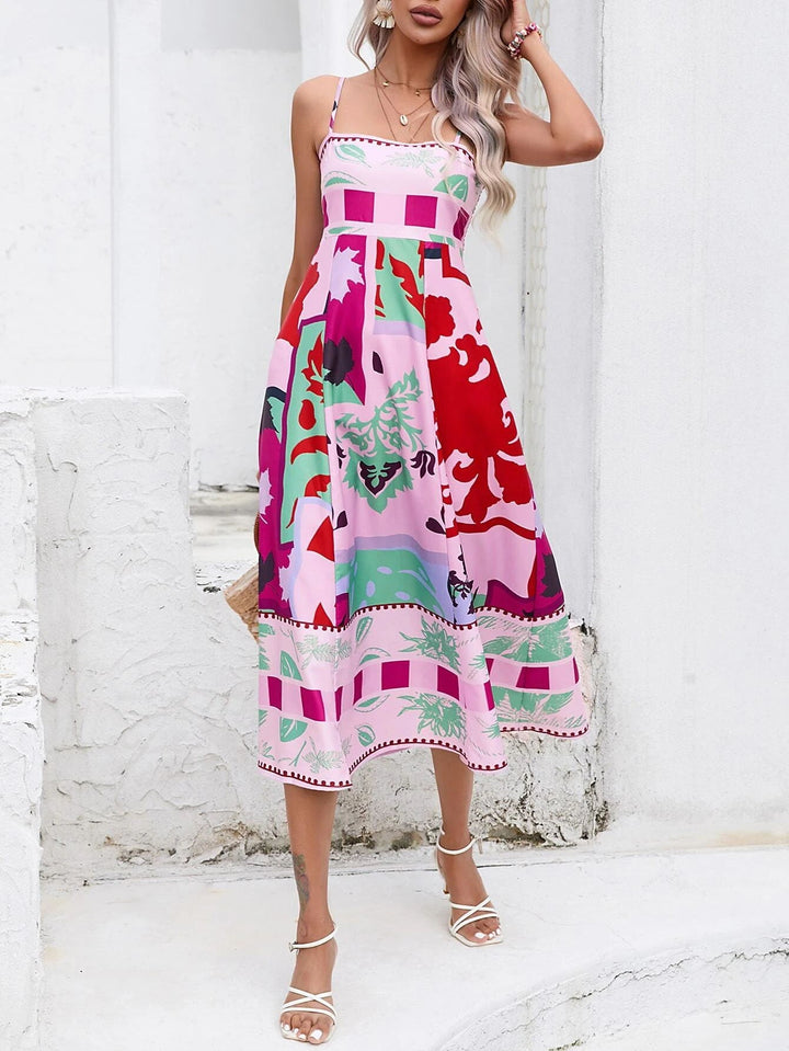 Patchwork Slip Maxi Dress: Abstract Colorful Printed - Elena Harper