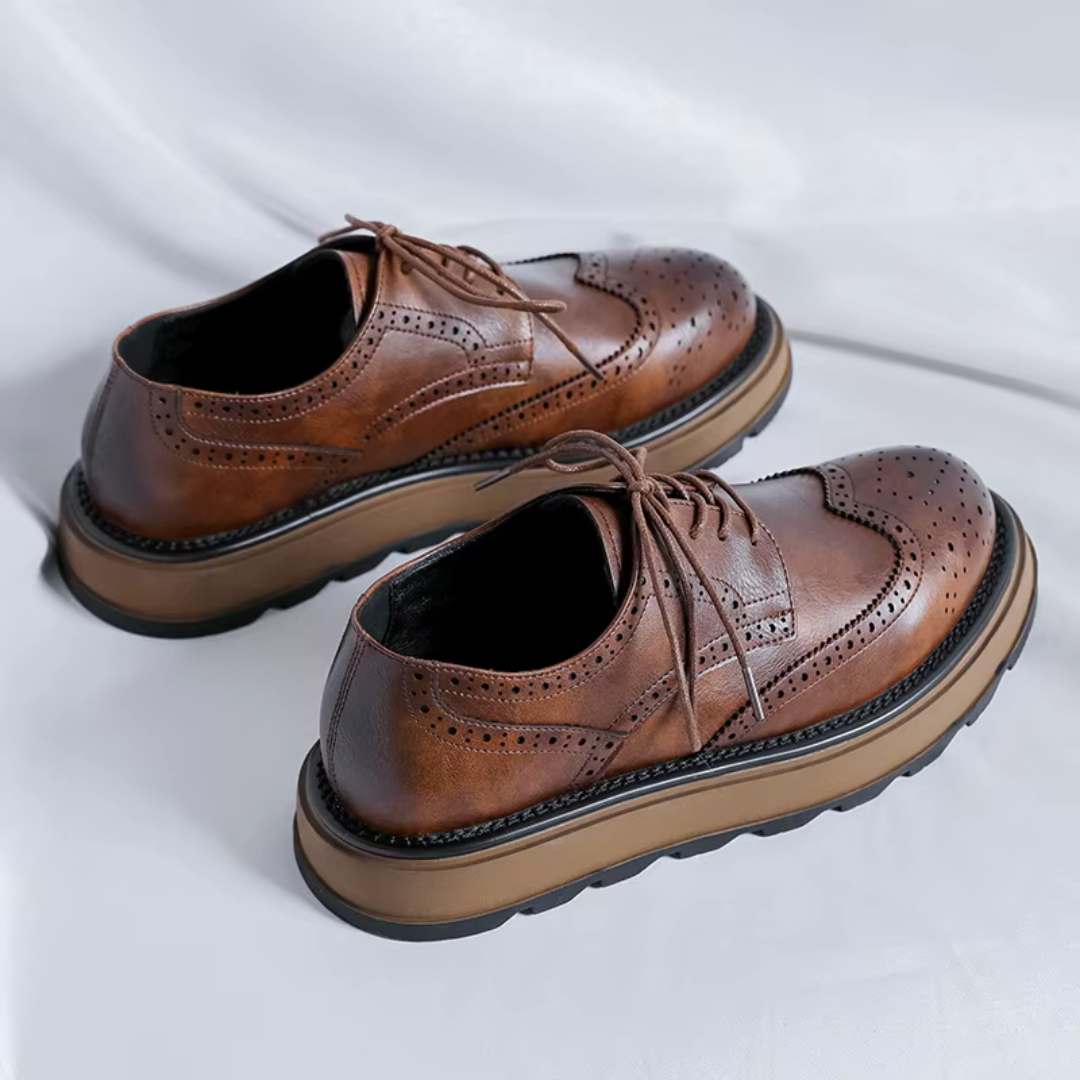 Alessio Classic Derby Shoes with Refined Leather Finish for Men - Elena Harper
