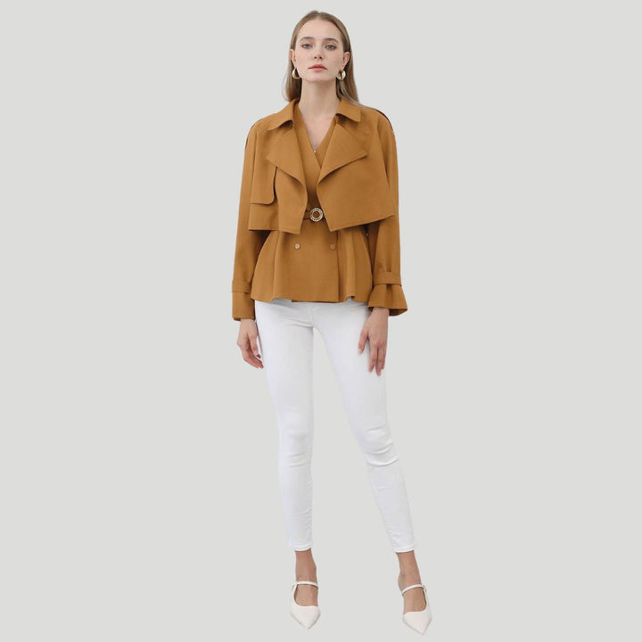 Peplum Jacket with a Striking Collar and Waist-Fitting Design - Gemma