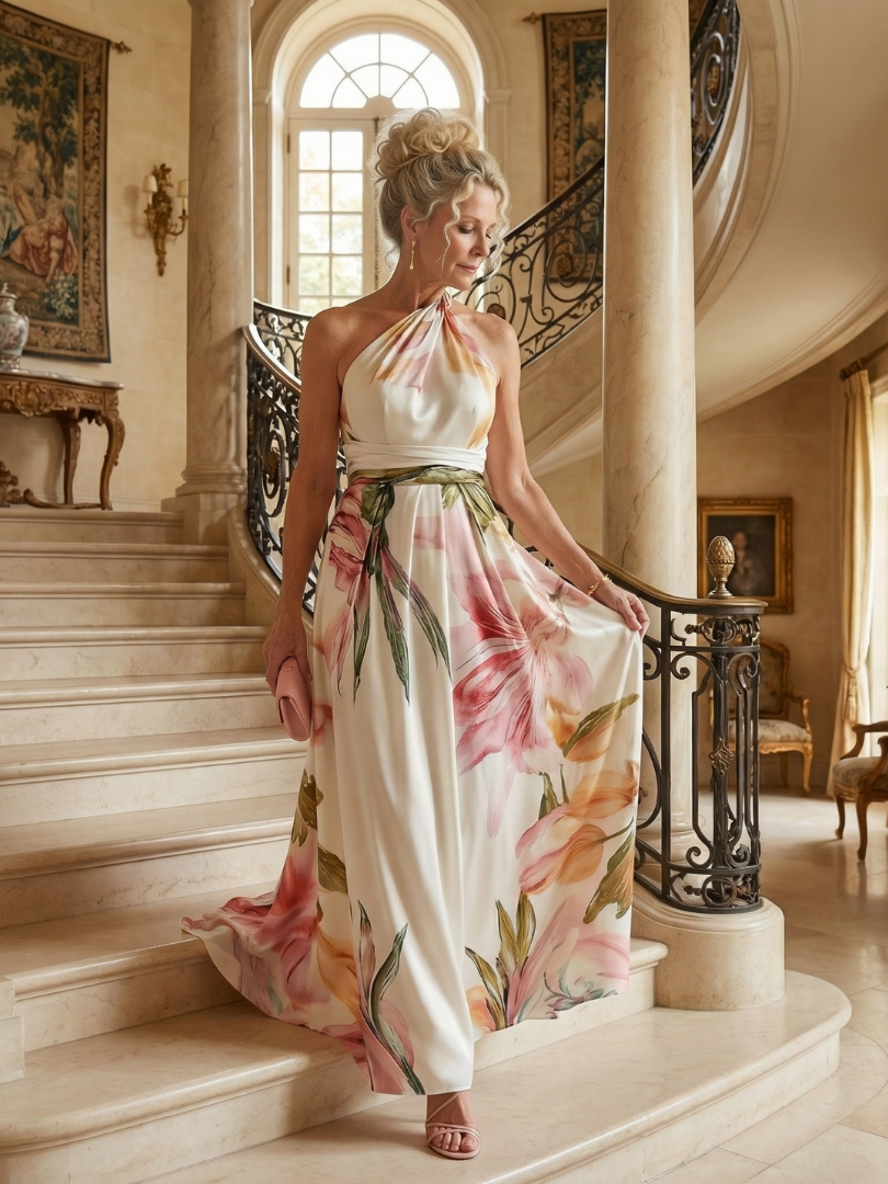 Amiel Light Floral Maxi Dress - Elena Harper