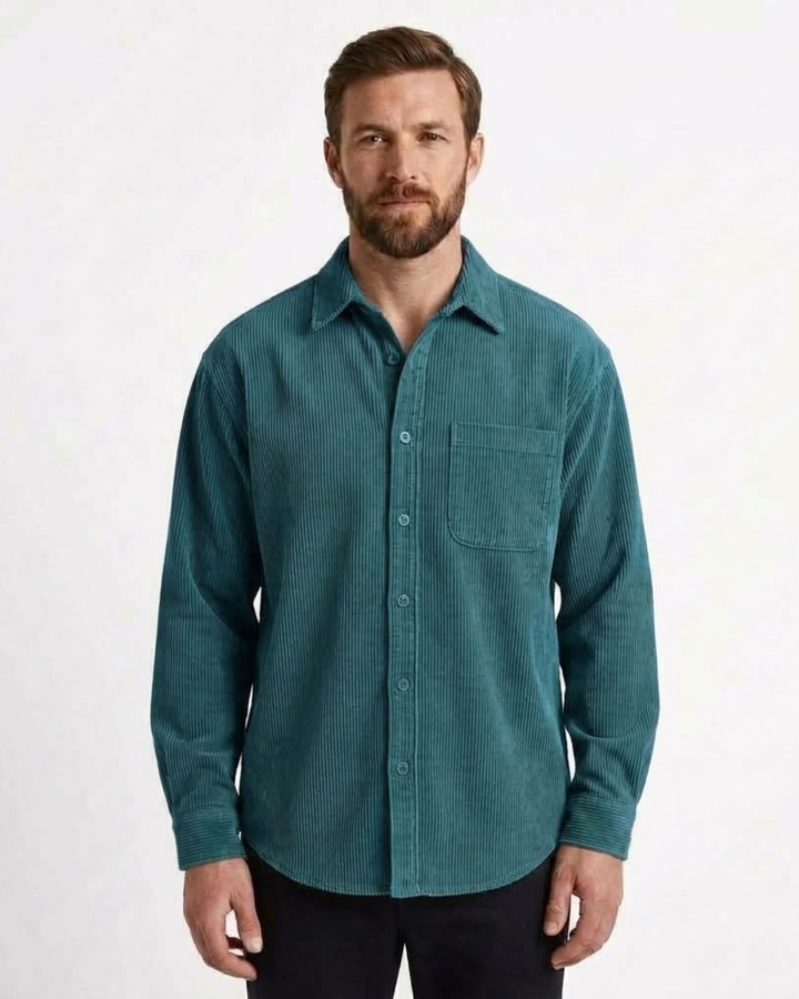 Textured Button-Front Overshirt For Men