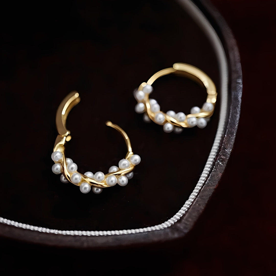 Ellie Braided Earrings with Round Details, view 6 - Elena Harper
