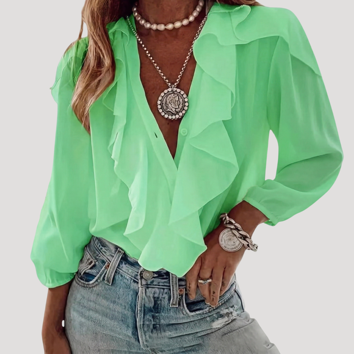 Women's Bohemian Ruffled Blouse with Long Sleeves