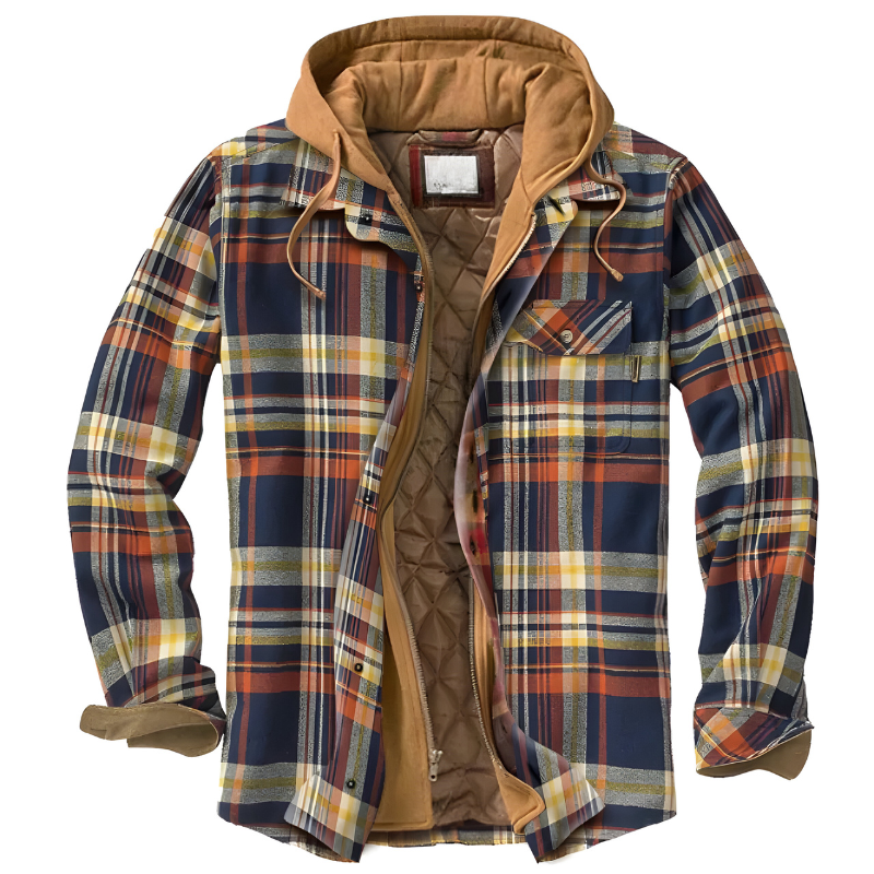 Bram Comfortable Patchwork Jacket with Hood, view 5 - Elena Harper