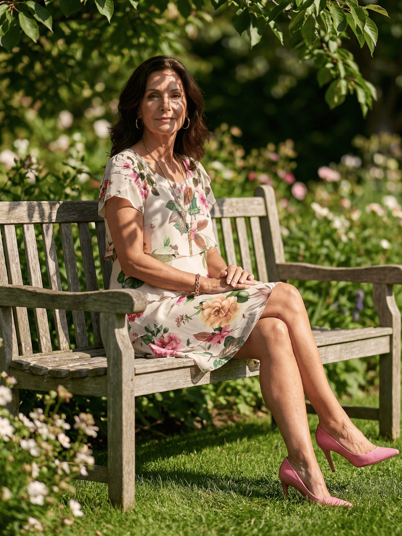 Silas™ Petal Knee Length Dress by Emma & Rose Cape Town, featuring a floral pattern and lightweight fabric.