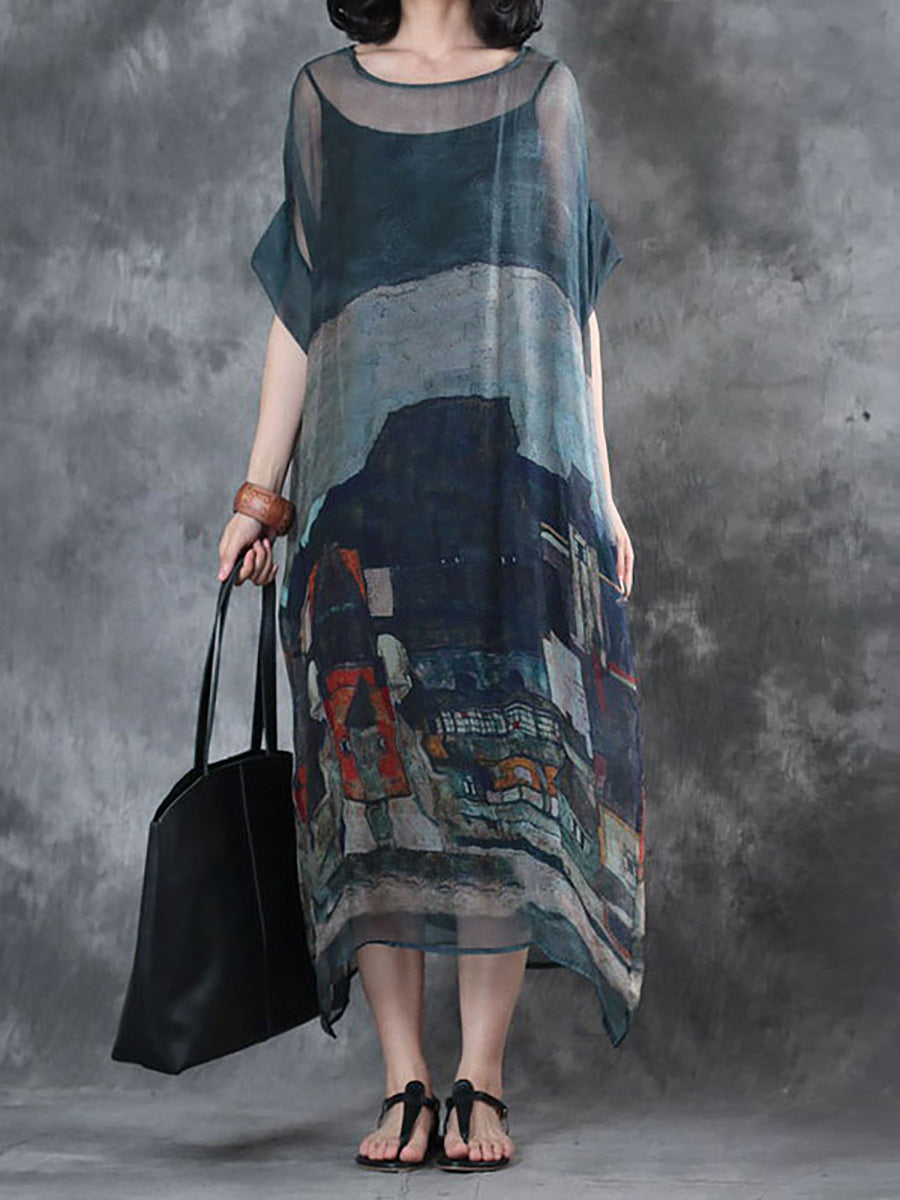 Hanny Plus-Size Summer Dress with Print - Elena Harper