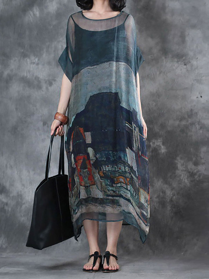 Hanny Plus-Size Summer Dress with Print - Elena Harper