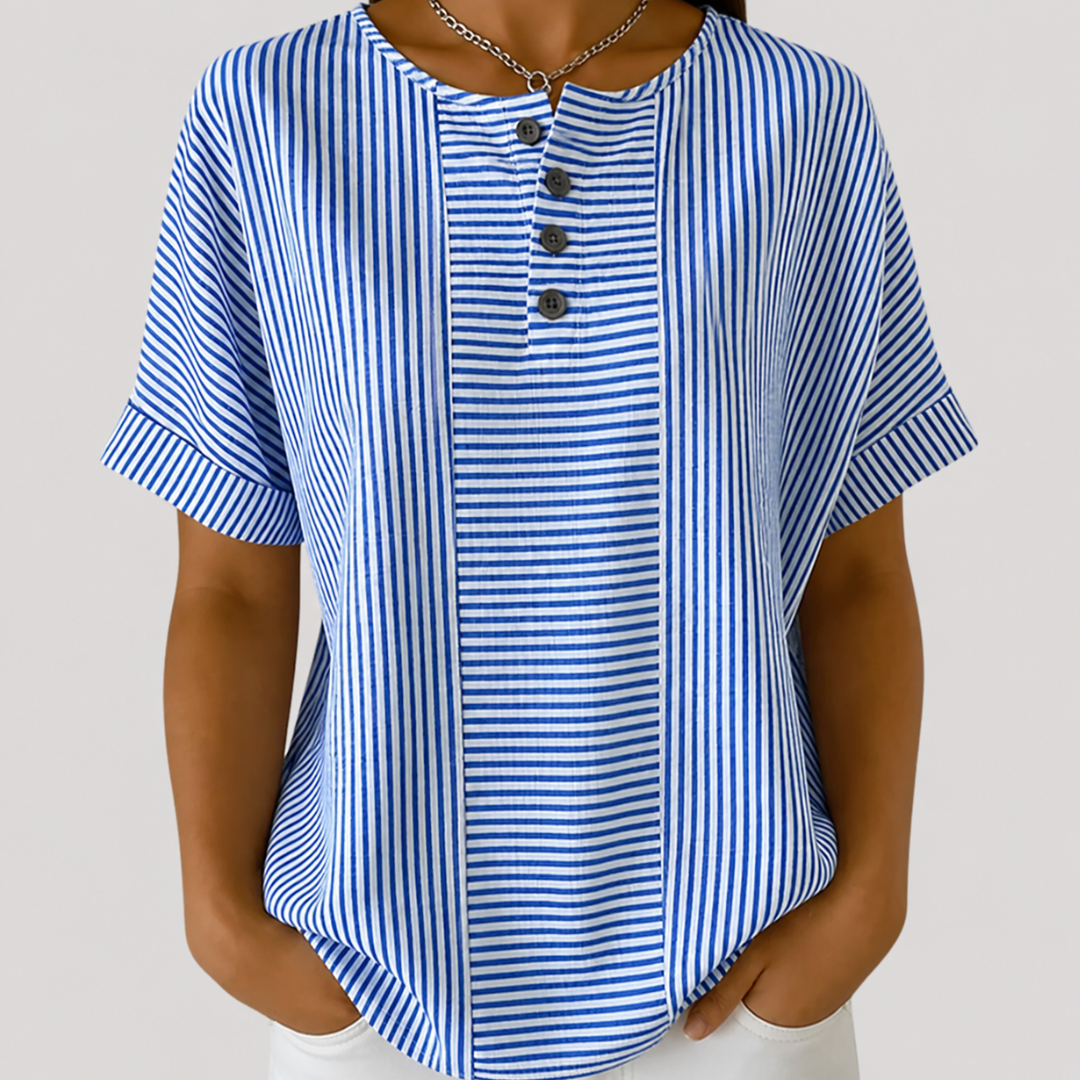 Women's Striped Button-Up Blouse