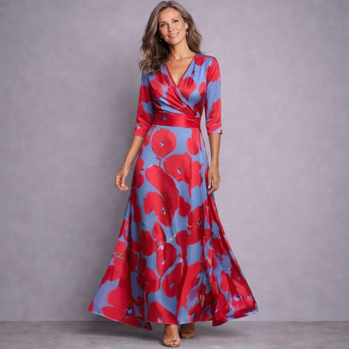 Dahlia Elegant Mid Sleeve Maxi Dress, view 3 - Elena Harper