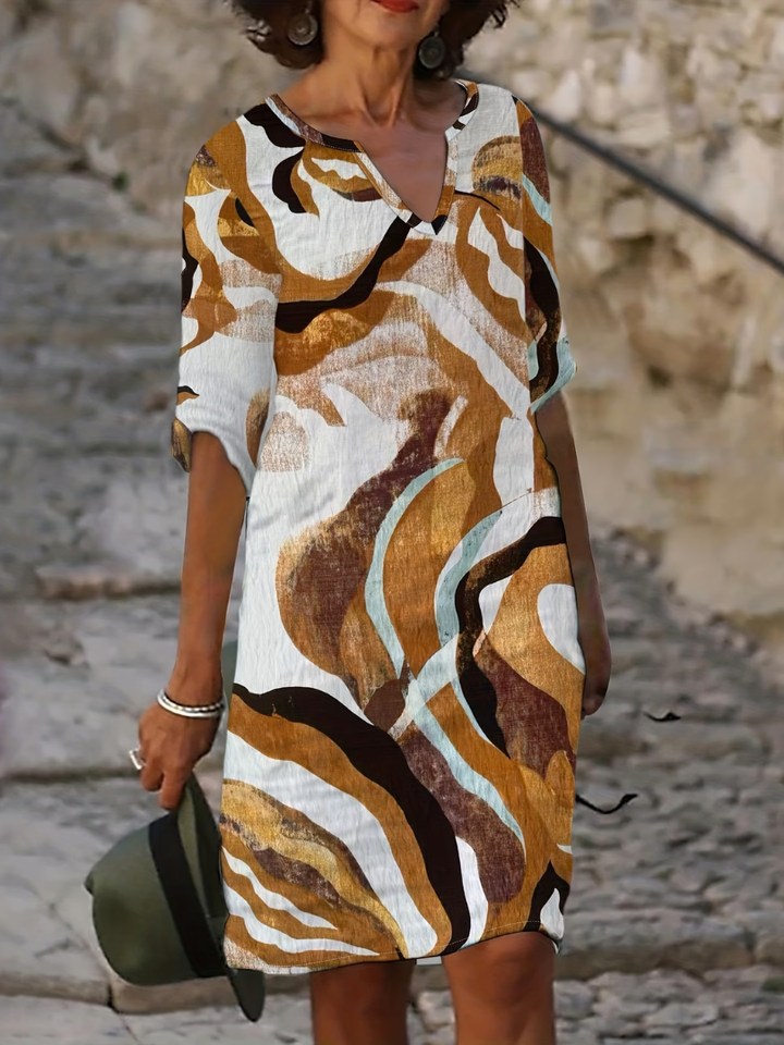 ABSTRACT PRINTED DRESS FOR WOMEN