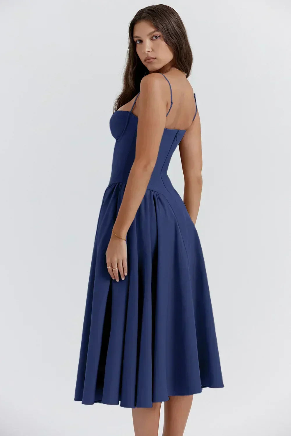 Elara Strap Dress with Corset, view 5 - Elena Harper