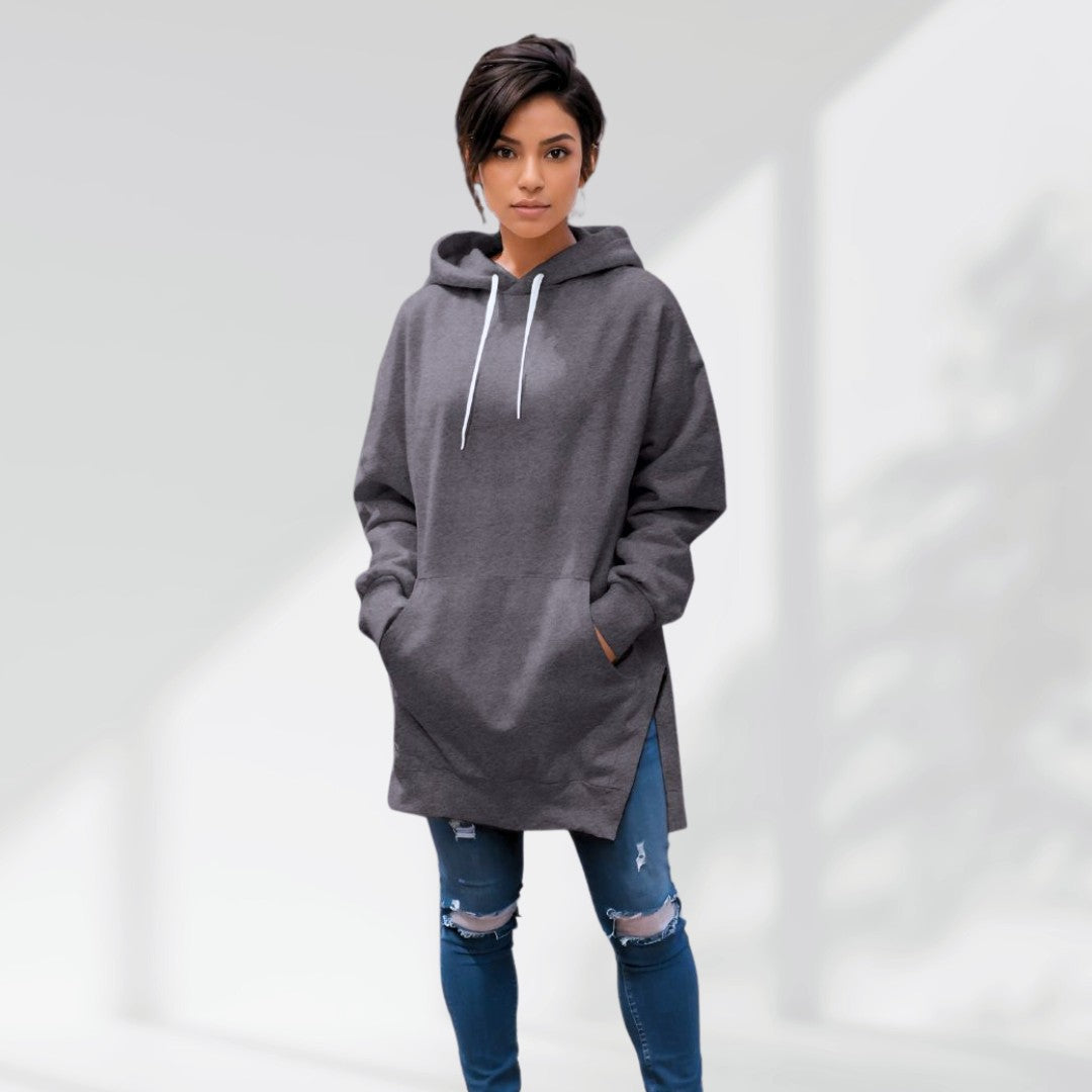 Oversized Hoodie Dress with Soft Brushed Lining - Elena Harper